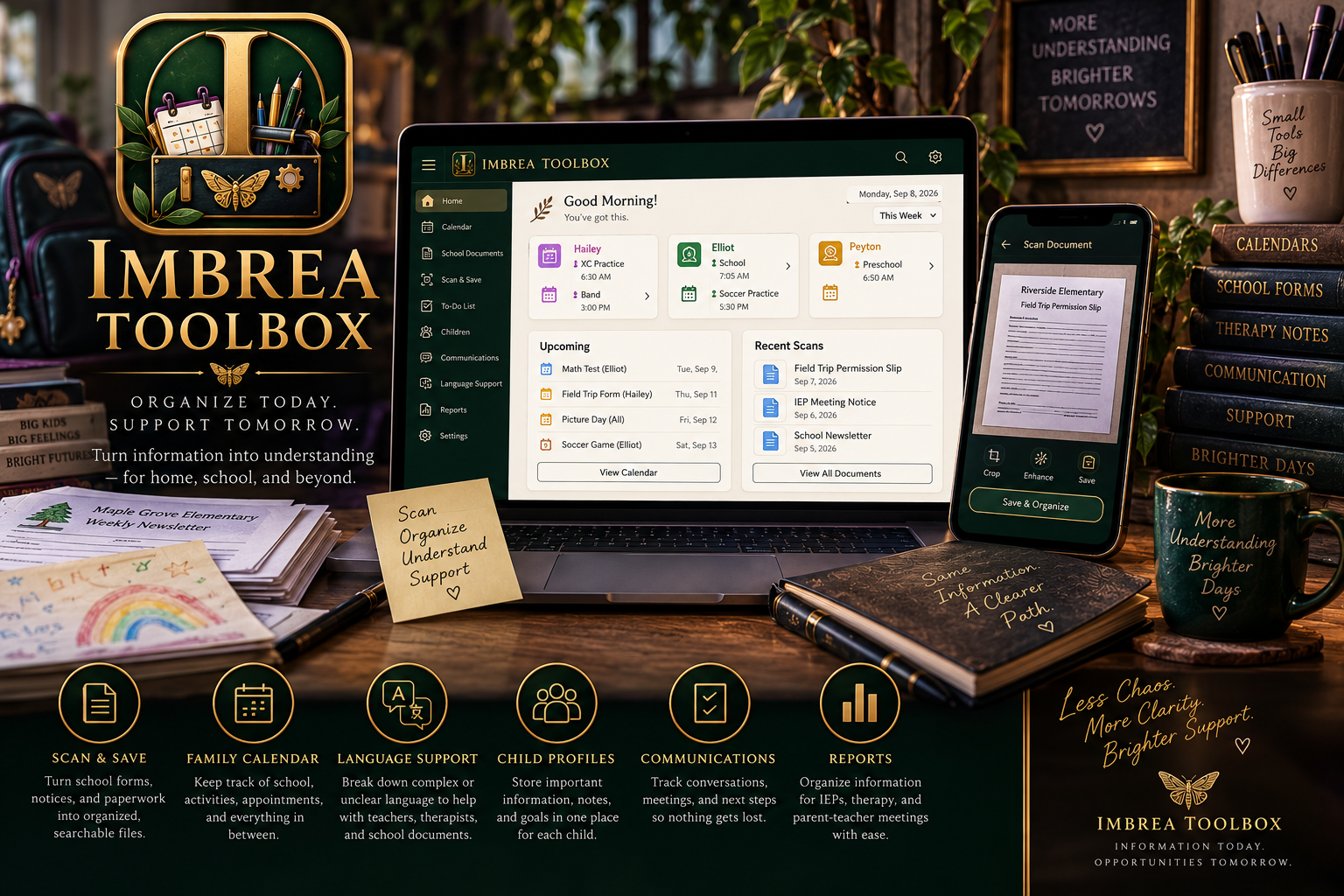 Imbrea Toolbox — Organize Today. Support Tomorrow. A family organization and communication app for home, school, and beyond.